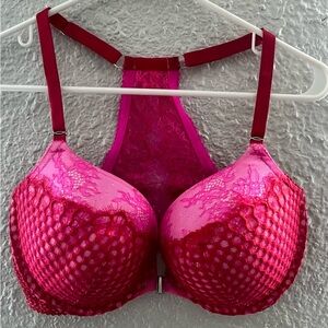 Victoria's Secret Very Sexy Push Up Pink Lace back Front Close Womens Size 36DD